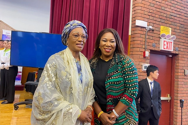 Mrs Zainab Akpan, VP NOWA with Nigerian First Lady, Senator Oluremi Tinubu at the First Ladies High Level Forum at the 78th sidelines of UNGA