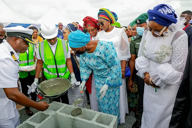 Wife of a former Vice President, Mrs Dolapo Osinbajo laying foundation for the NOWA 200 Beds Capacity Women and Children Green Smart Hospital in Galadimawa, Abuja