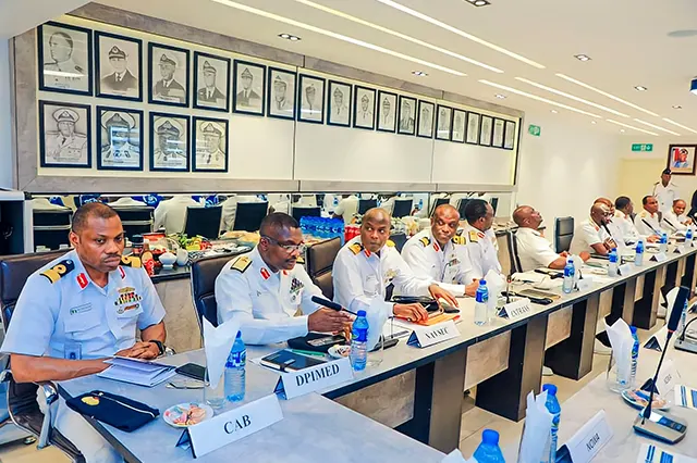Senior Naval Officers in conference room during NOWA courtesy visit to the Chief of Naval Staff, Vice Admiral EI Ogalla