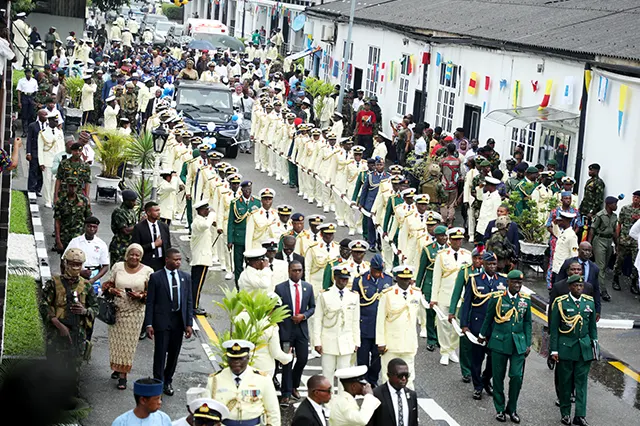 Senior Officers of Nigerian Navy, Nigerian Air Force and Nigerian Army at the Pulling Out Parade of Vice Admiral AZ Gambo