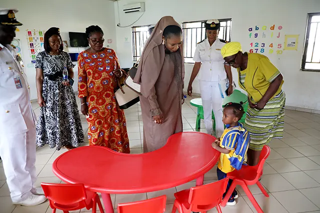 NOWA National President, Mrs. Ijeoma Ogalla, represented by NOWA Vice President, Mrs. Zainab Akpan in the nursery section of NOWA Nursery & Primary Schools, Karshi